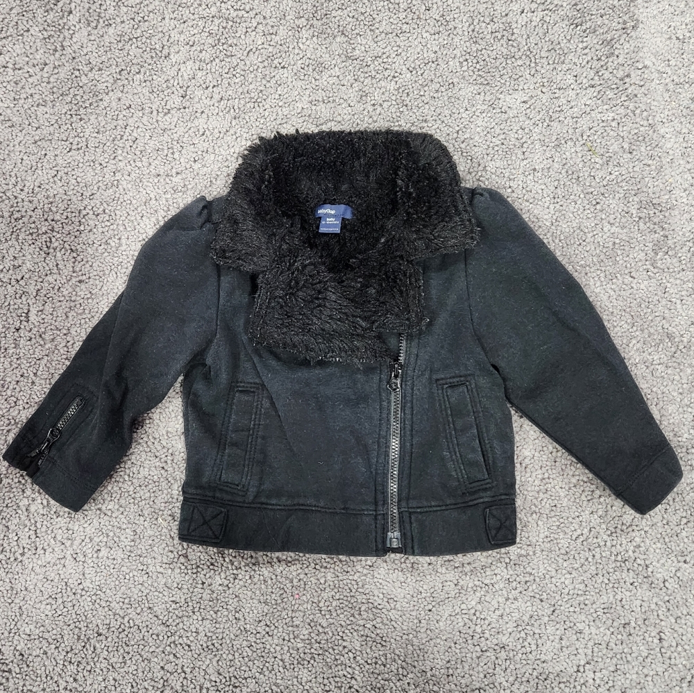 Baby Gap Assymetrical Zip biker jacket size 12-18m Black